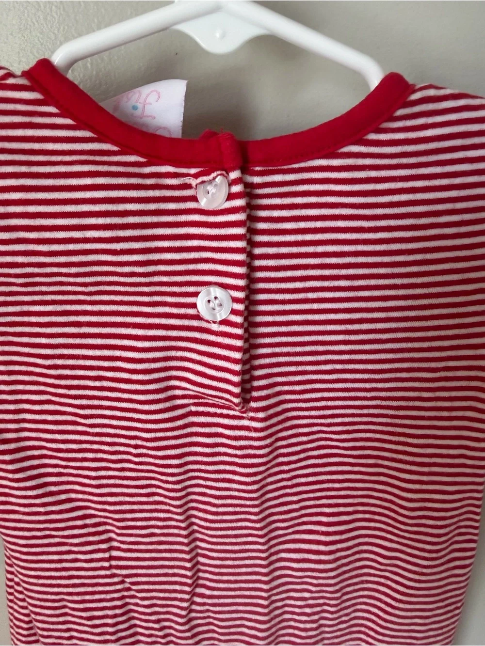 Stitchy Fish Unisex 6M Red White Stripe Rocket Appliqué Long Sleeve Romper